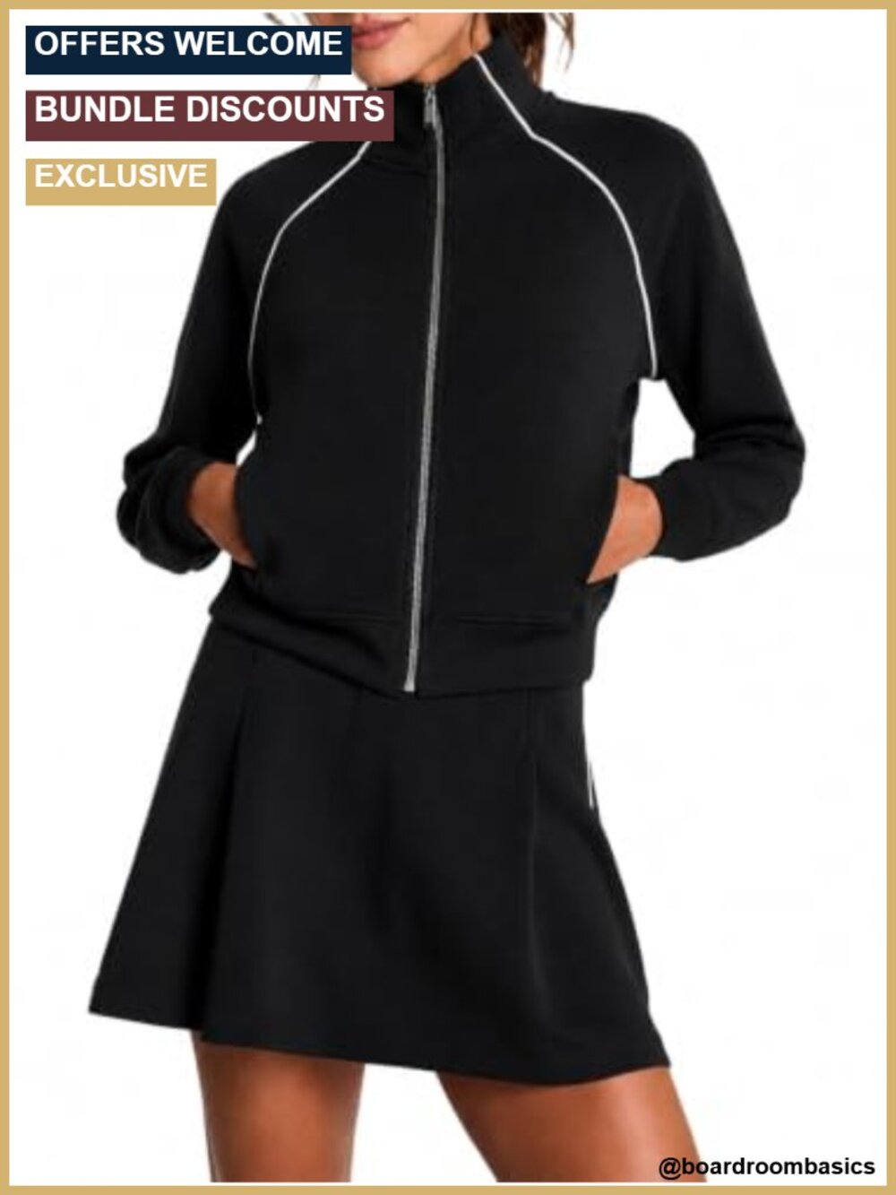 2 Piece Skort Set Track Jacket Sweatsuit Fall Tennis Outfit M